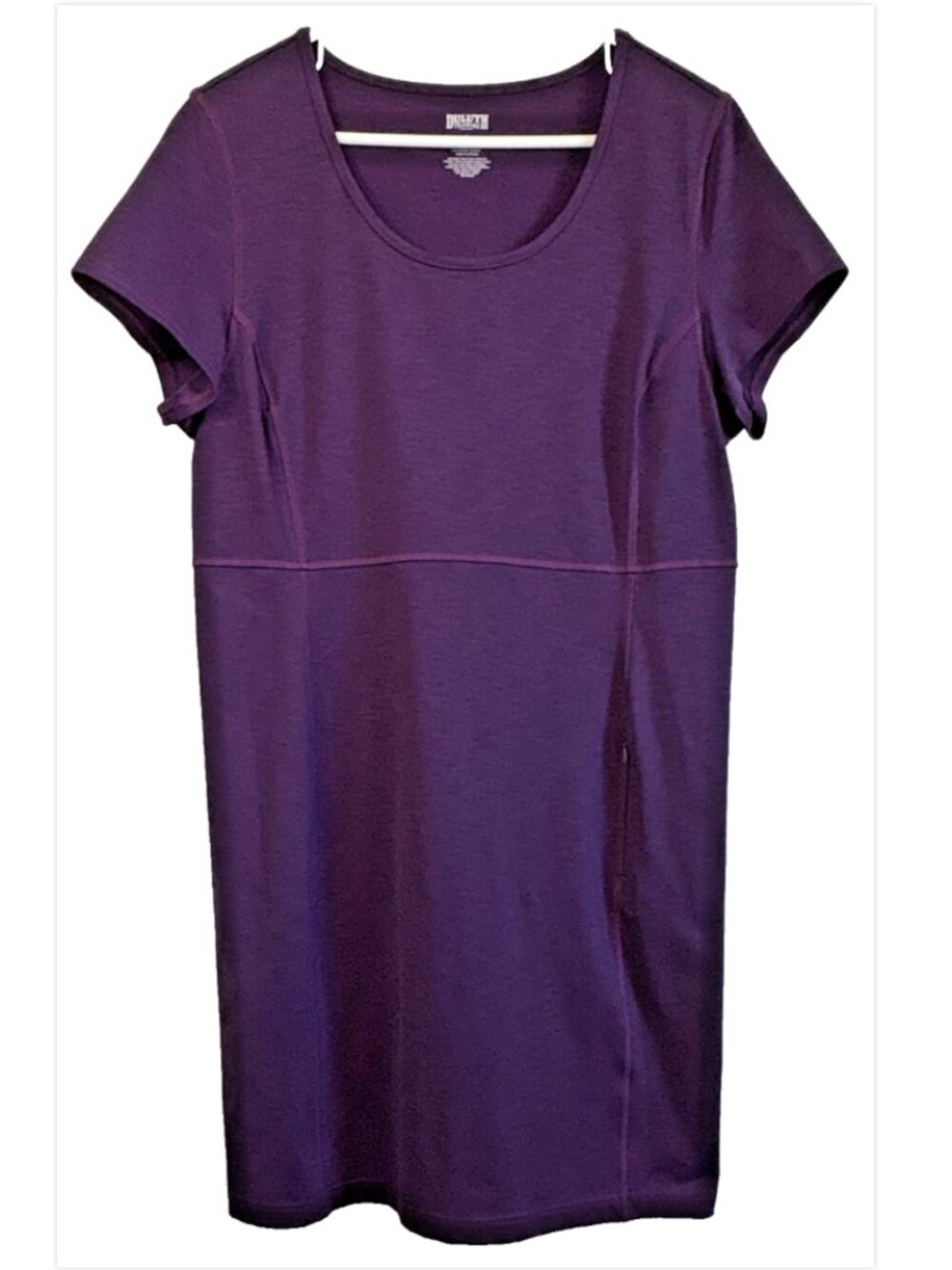 Duluth Trading Co. Purple Nylon Sheath Dress Women’s L Scoop Neck Short Sleeve